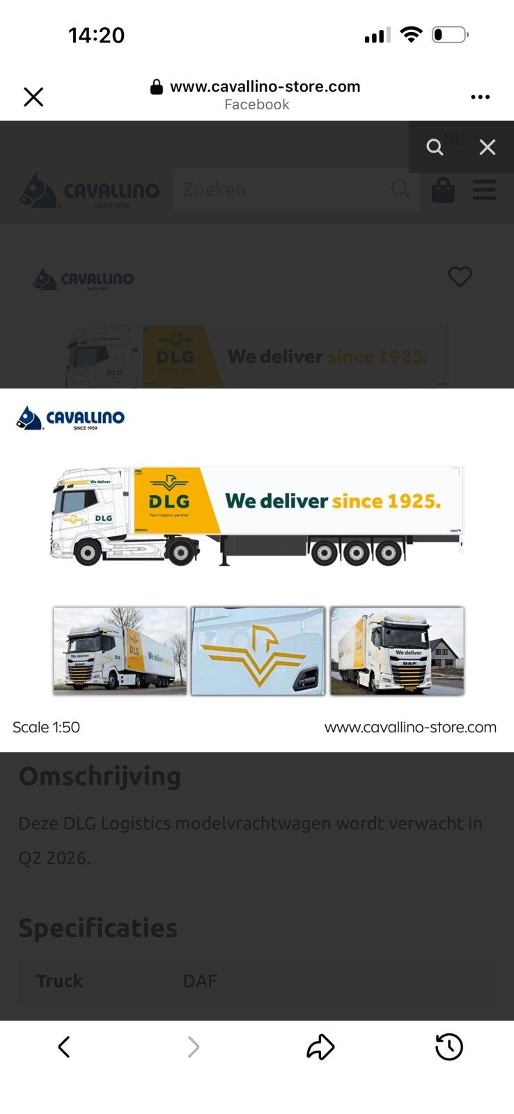Cavallino 1:50  DLG. Geen Tekno/Wsi, Ophalen of Verzenden, Nieuw, Bus of Vrachtwagen, Overige merken