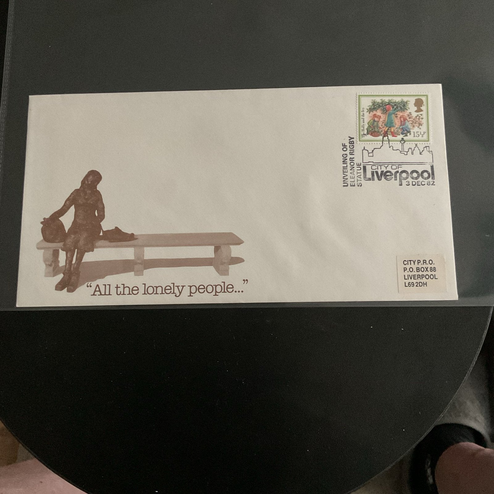 Eerste Dag Cover Eleanor Rigby Liverpool 1982, Postzegels en Munten, Verzenden
