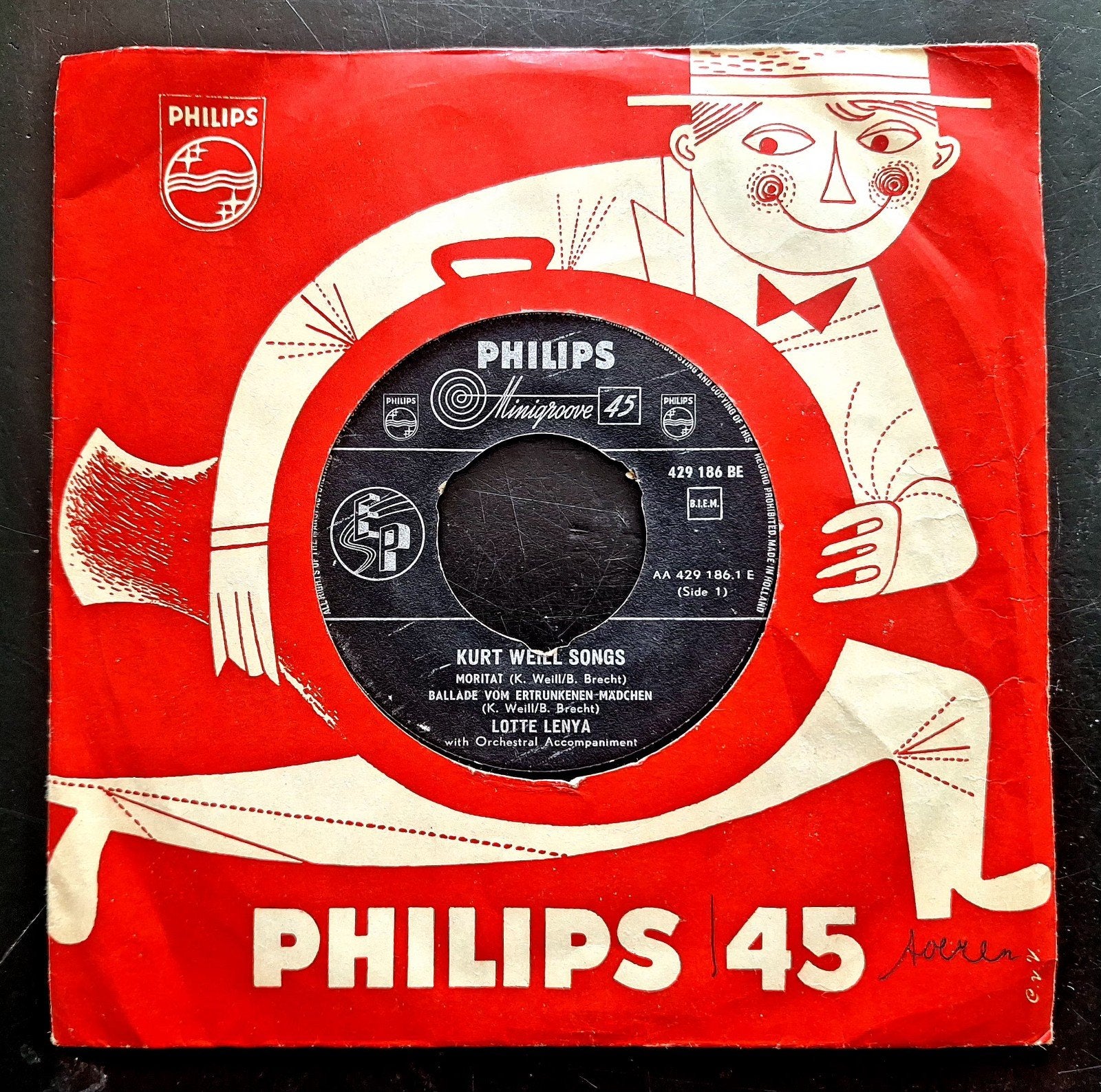 7"-EP/SINGLE  LOTTE LENYA - Kurt Weill Songs, EP, Ophalen of Verzenden, Gebruikt, EP
