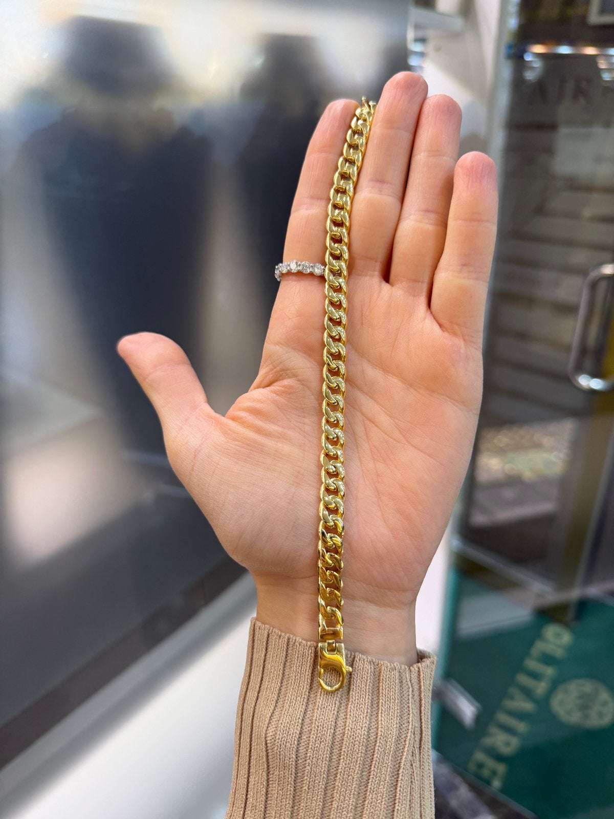 14KT Goud - 27.35 Gram -Armband-CUBAN -Massief- Herenarmband, Ophalen, Nieuw, Goud