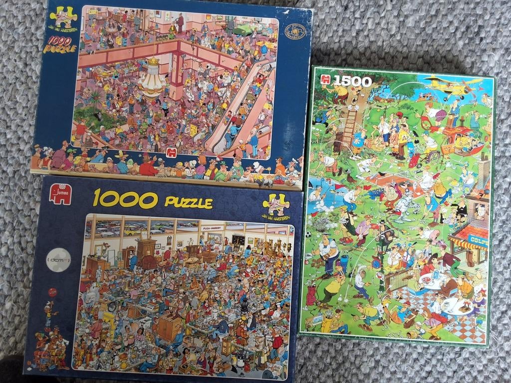 3x Jan van Haasteren, Hobby en Vrije tijd, Denksport en Puzzels, Zo goed als nieuw, 500 t/m 1500 stukjes, Ophalen of Verzenden