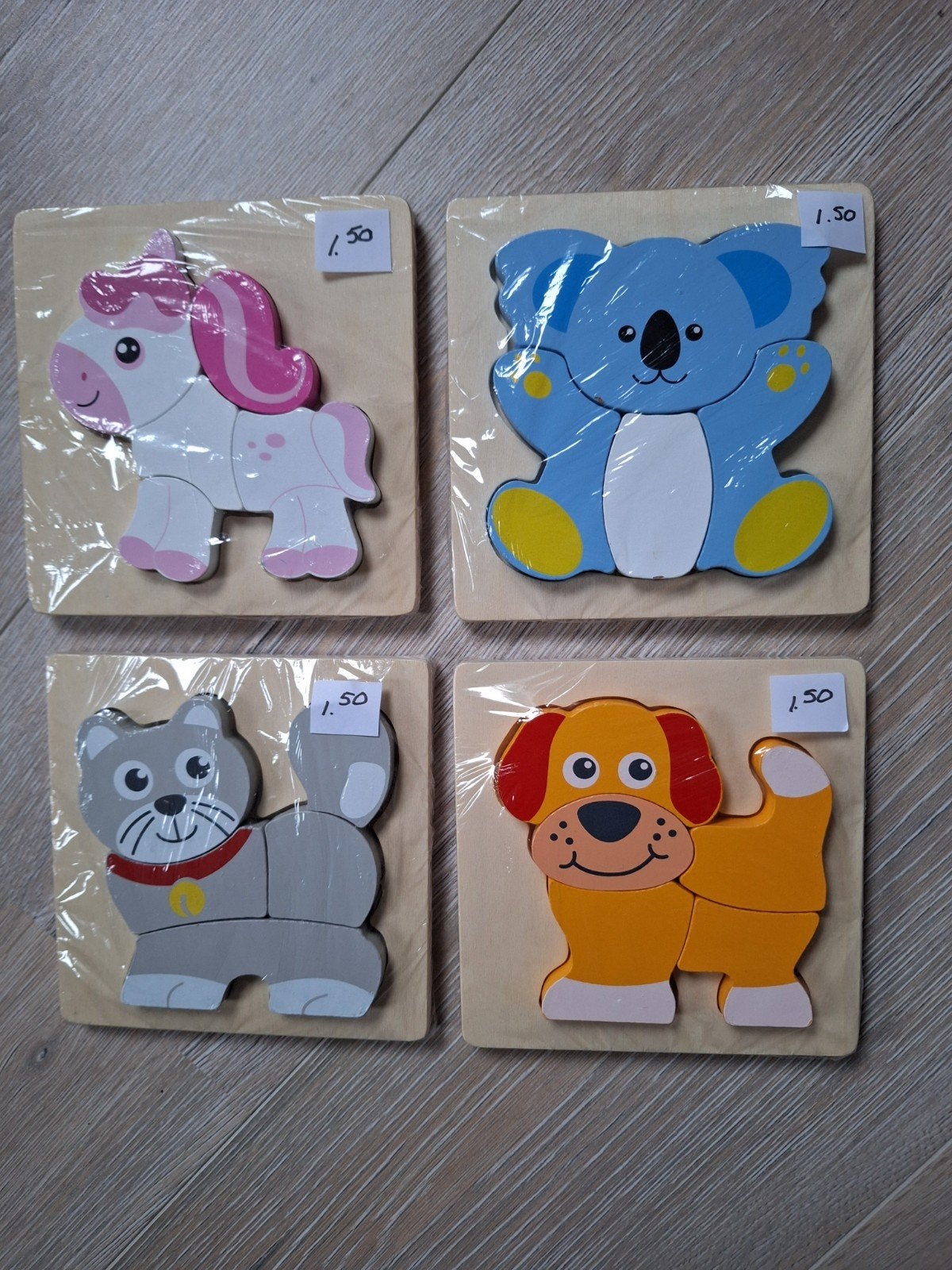 4 houten puzzels. Samen €5.00, Ophalen of Verzenden, Zo goed als nieuw, Van hout, Minder dan 10 stukjes