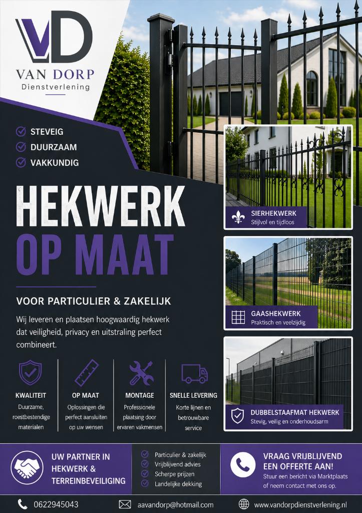 Hekwerk, Ophalen, Nieuw, IJzer, Dubbelstaafmat hekwerk