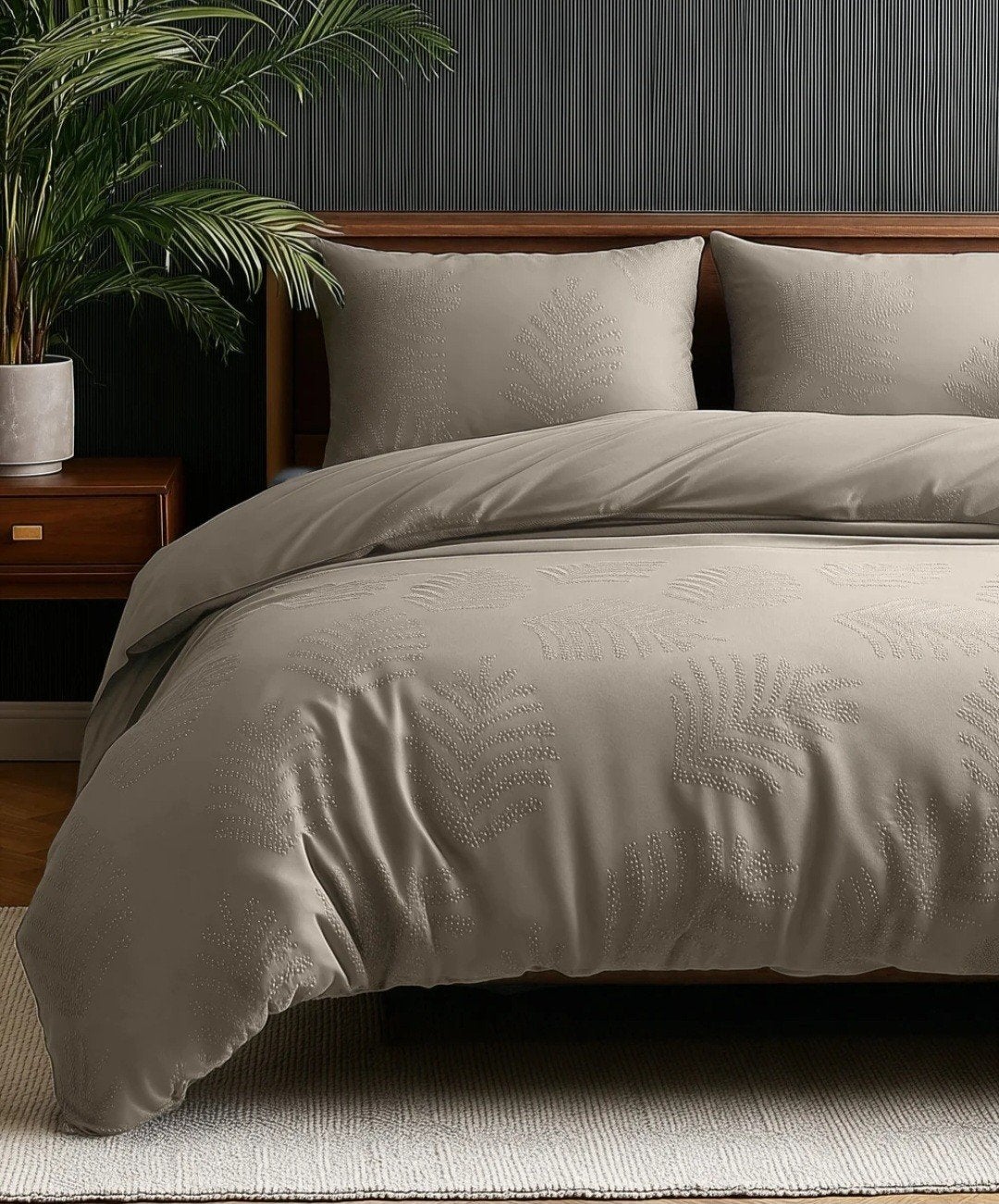 Sleeptime Leaves 3D Dekbedovertrek Taupe/Grijs 240x200/220, Handelsonderneming arie willemse, Beige, Dekbedovertrek, Ophalen of Verzenden