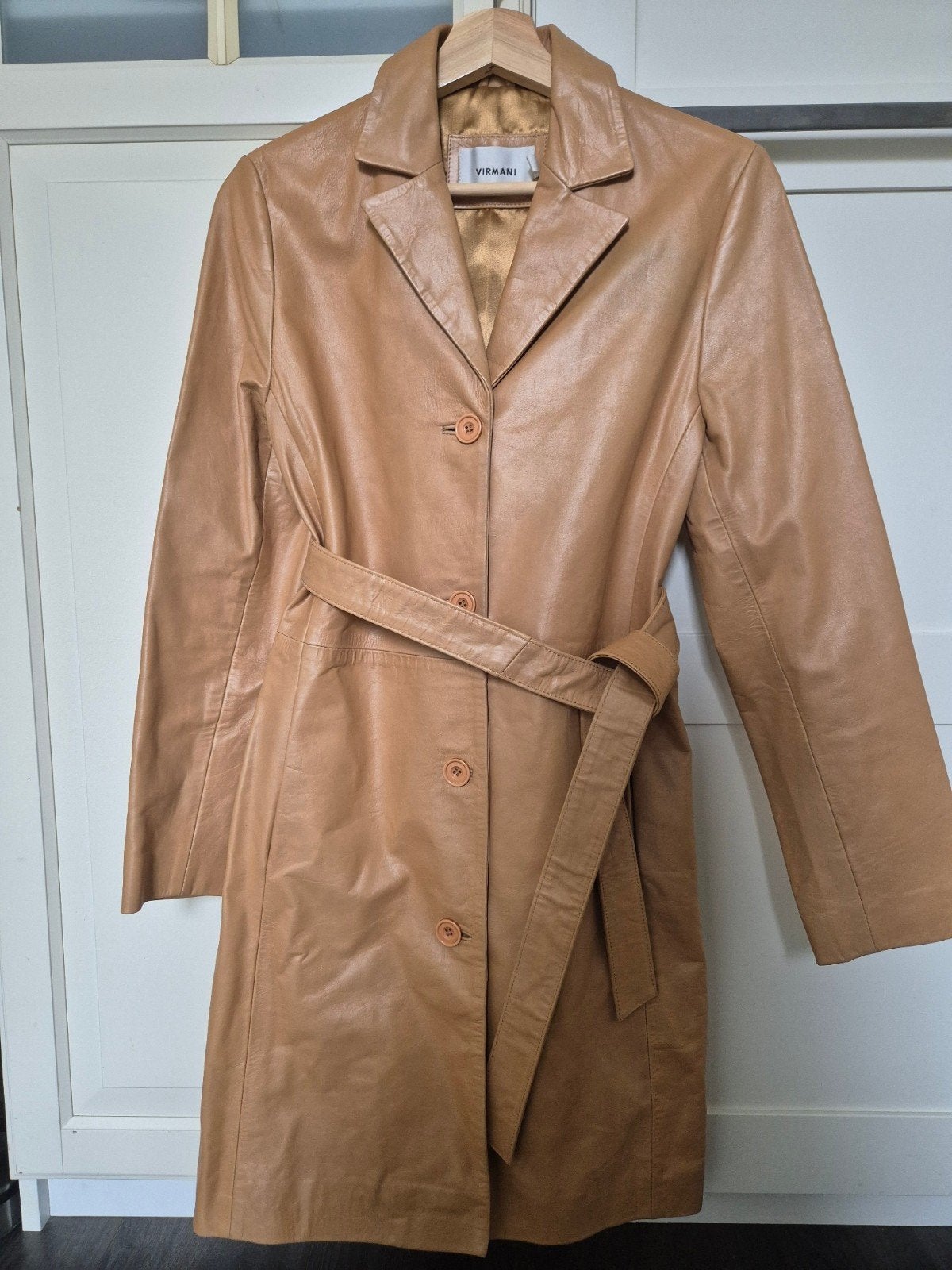 Originele Virmani dames leren mantel van echt lamsleer, maat, Kleding | Dames, Ophalen of Verzenden, Zo goed als nieuw, Maat 36 (S)