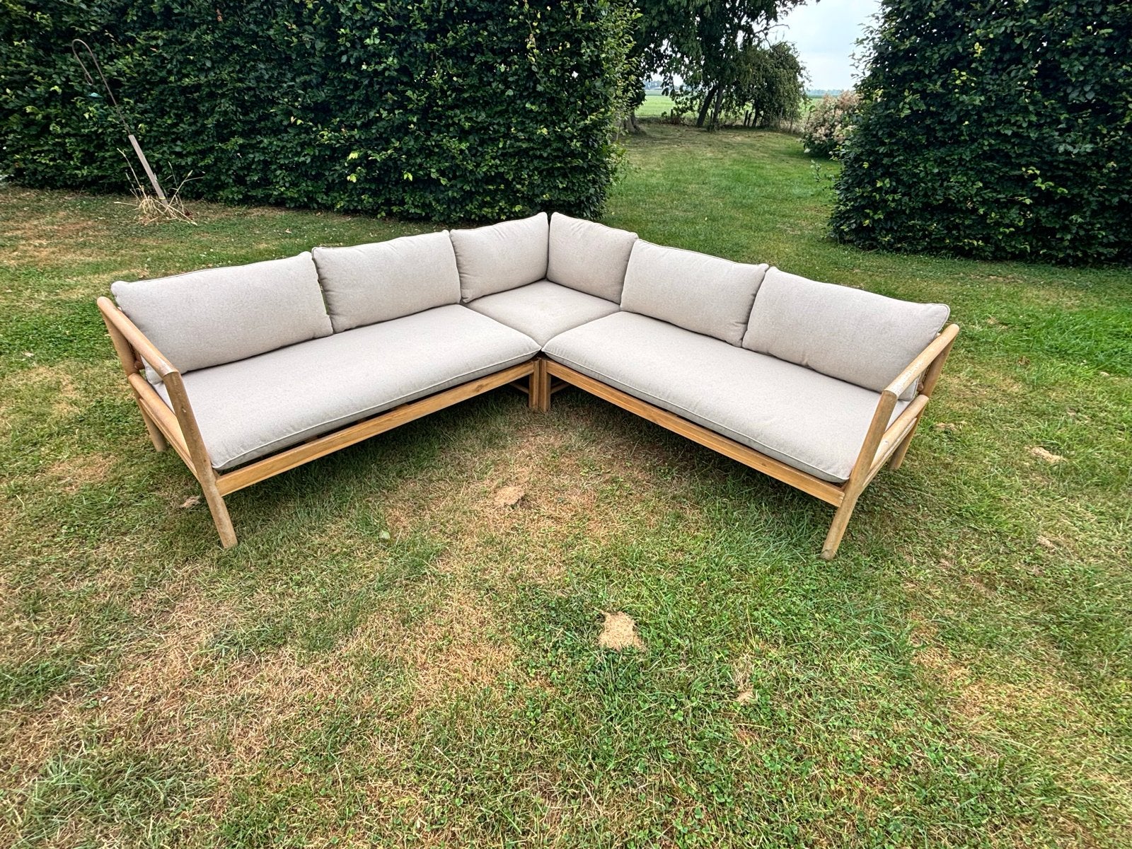 Loungeset JIP light Teak acacia hout 5 persoons, Ophalen, Gebruikt, Hoekbank, 75 tot 100 cm