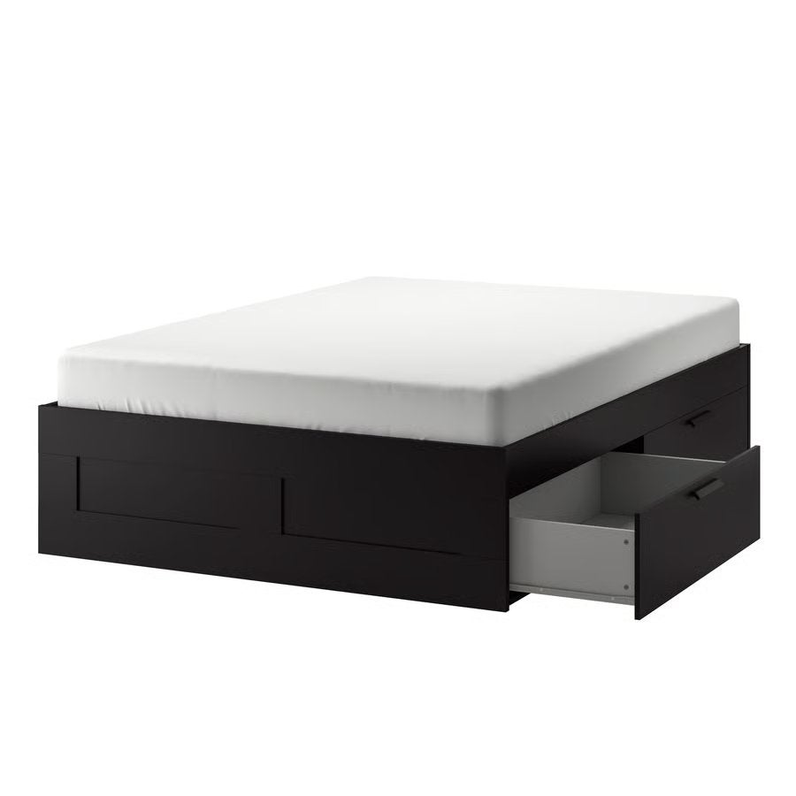 IKEA Brimnes bed 140x200 met opberglades, incl. matras, Huis en Inrichting, Ophalen, Zwart, Tweepersoons, 140 cm