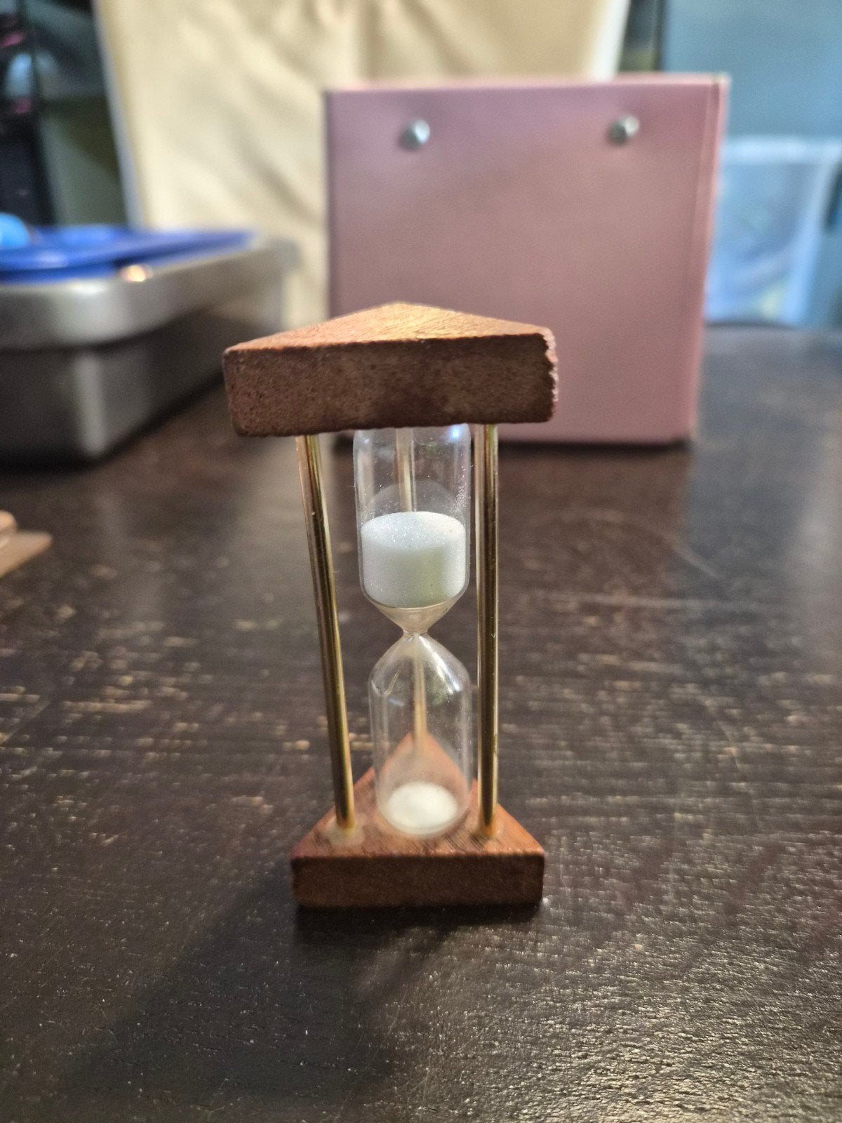 Kleine schattige houten zandloper, Klassiek, Bruin, Overige typen, Ophalen of Verzenden