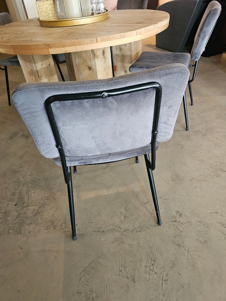 4 Grijze Eetkamerstoelen, Ophalen, Gebruikt, Metaal, Vier