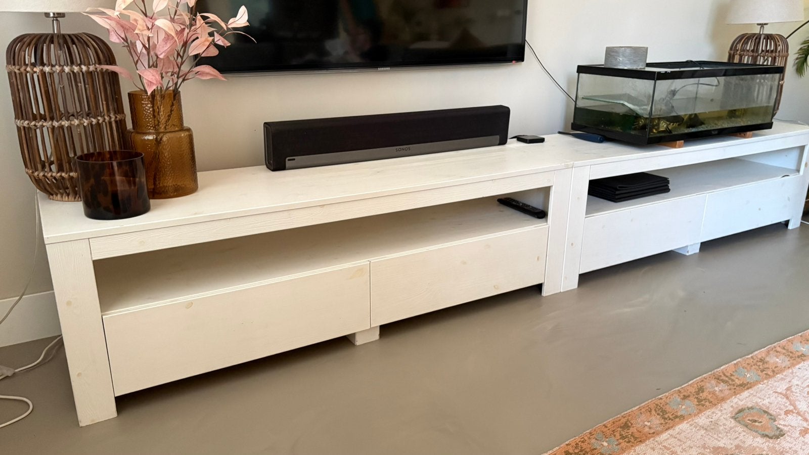 Tv meubel wit, Ophalen, Gebruikt, 150 tot 200 cm, Minder dan 100 cm