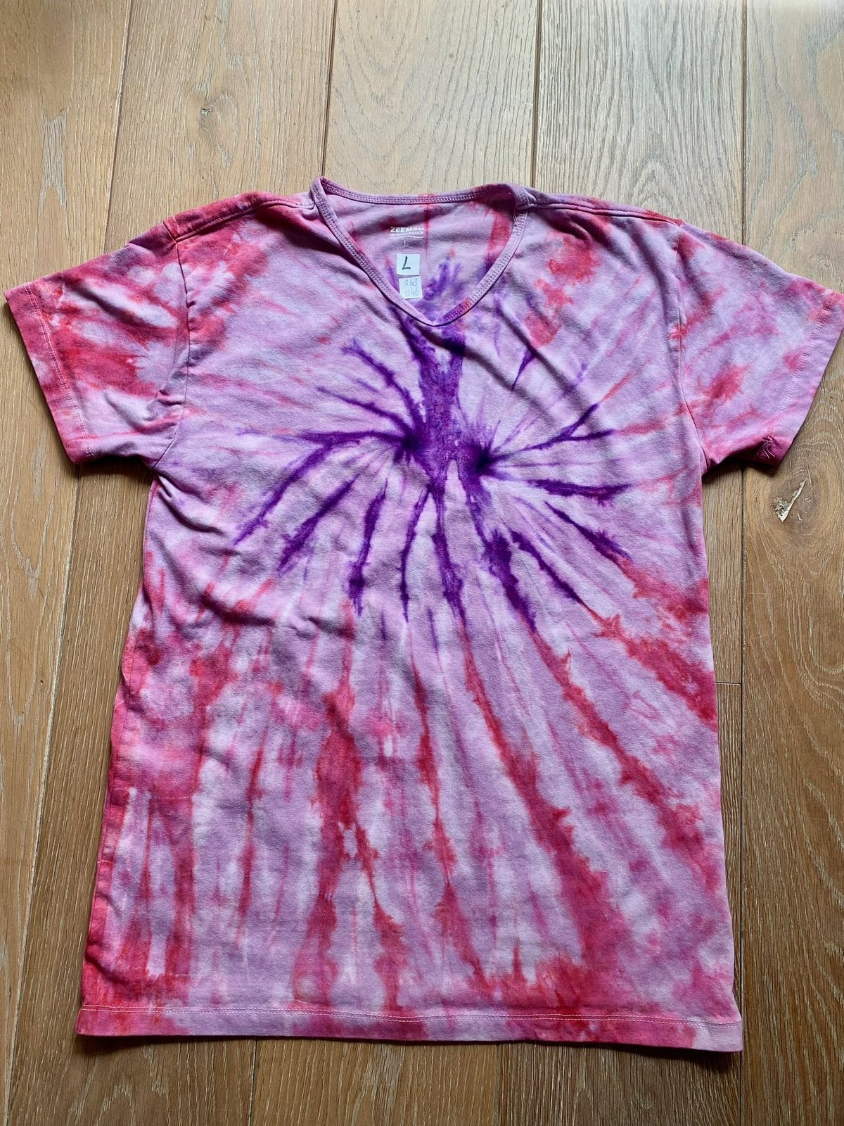 Hippie TIE DYE Shirt L Uniek handgeverfd door mij Festival, Ophalen of Verzenden, Nieuw, Maat 52/54 (L), Roze