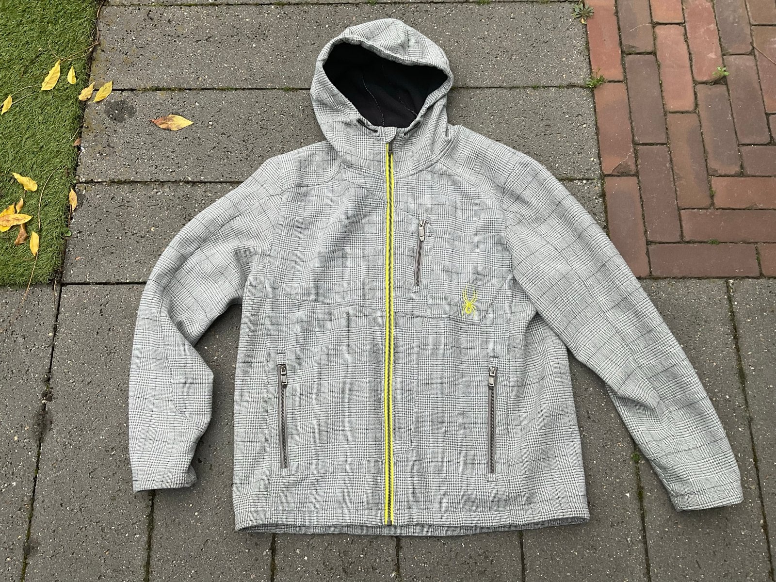 Spyder Softshell Jas - Geruit Grijs/Zwart - Maat L, Ophalen of Verzenden, Zo goed als nieuw, Maat 52/54 (L), Jack