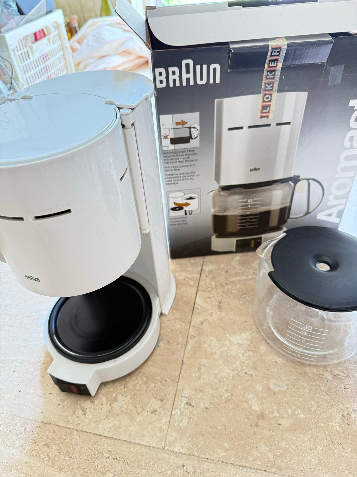 Braun Aromaster Koffiezetapparaat - Wit, Zo goed als nieuw, Witgoed en Apparatuur, Ophalen, 10 kopjes of meer, Koffiemachine, Gemalen koffie