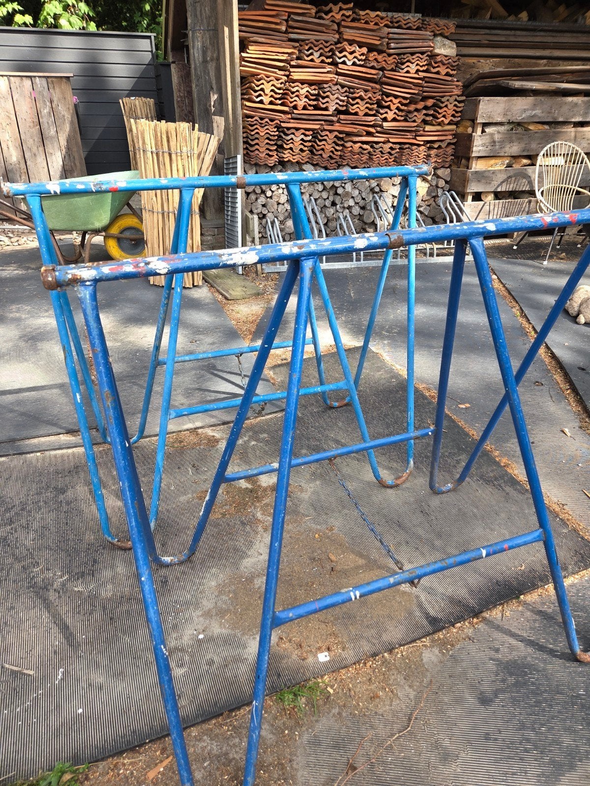 Steigerbokken - 2 stuks, blauw, gebruikt, Ophalen of Verzenden, Gebruikt, Overige typen, Minder dan 2 meter