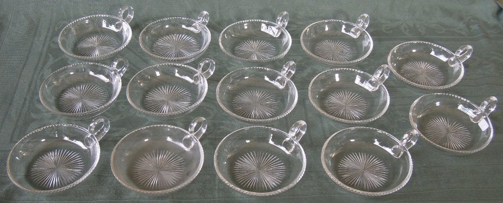 Nr I169: 8 Glazen dessertschaaltjes met oor, Glas of Glazen, Overige merken, Tweedehands onbekend., Ophalen of Verzenden