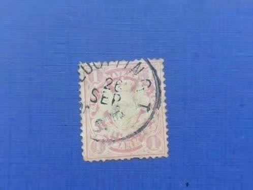 Postzegel Bayern 1876 ev 1 Mark Staatswapen zegel 10-08, Ophalen of Verzenden, Duitse Keizerrijk, Gestempeld