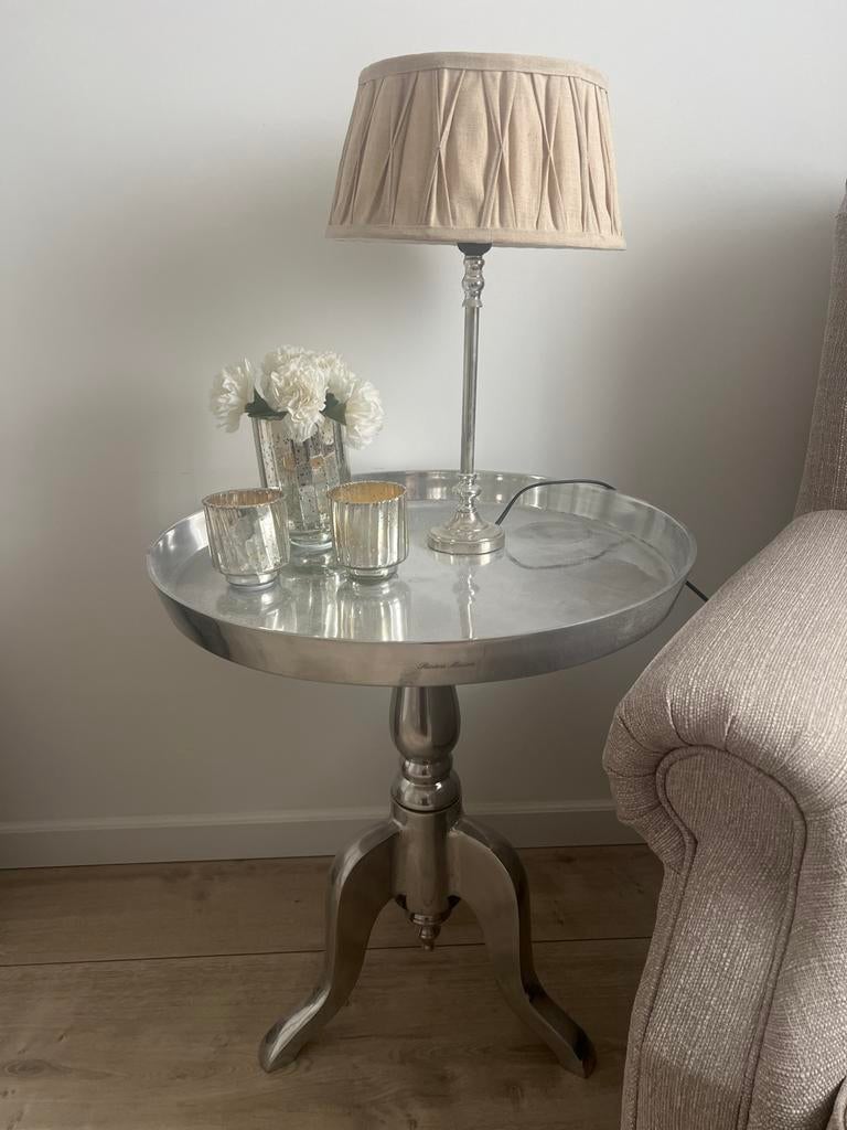 Rivièra Maison bijzettafel, Huis en Inrichting, Tafels | Bijzettafels, Minder dan 55 cm, Metaal of Aluminium, Rond, Zo goed als nieuw