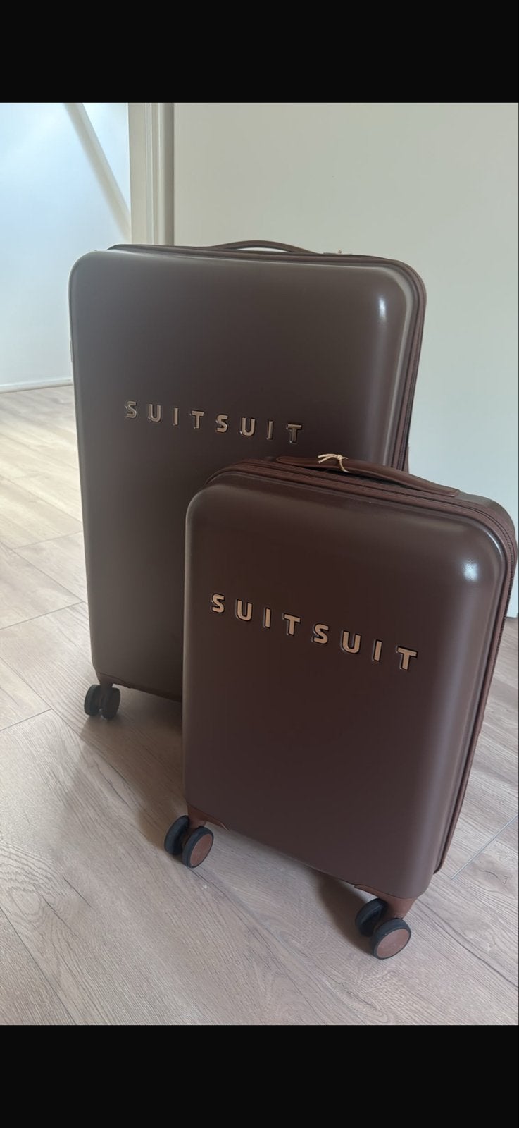 Suitsuit koffer set - Bruin (groot en handbagage), 40 tot 60 cm, Gebruikt, 20 tot 30 cm, Bruin