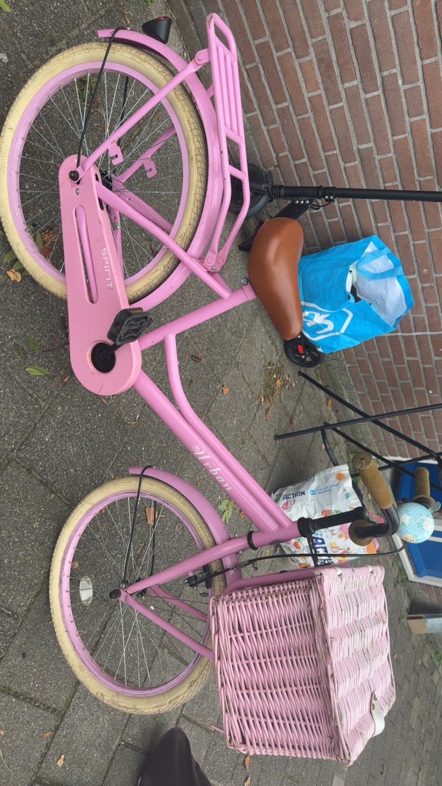 Roze Spirit Urban meisjesfiets met mand, Ophalen, Terugtraprem, Handrem, Gebruikt