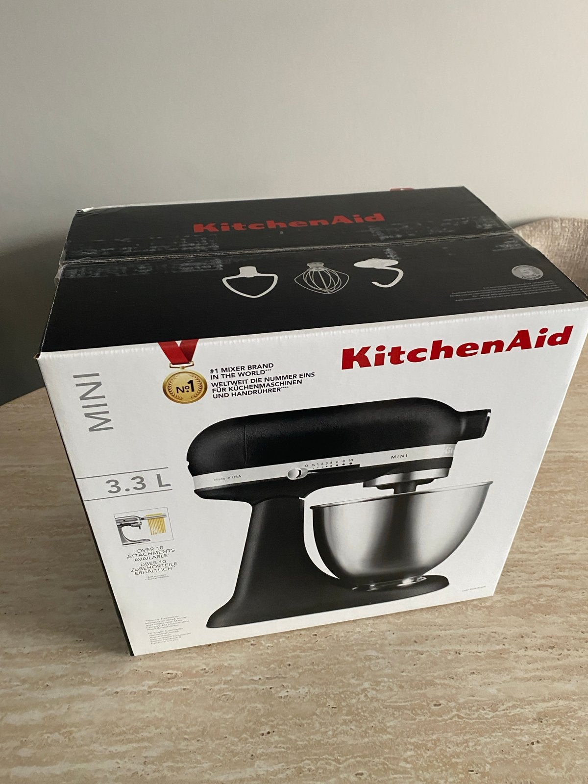 KitchenAid Mini Mixer 5KSM3311XEBK Vulkaanzwart, 3 tot 4 liter, Ophalen of Verzenden, Nieuw, 3 snelheden of meer