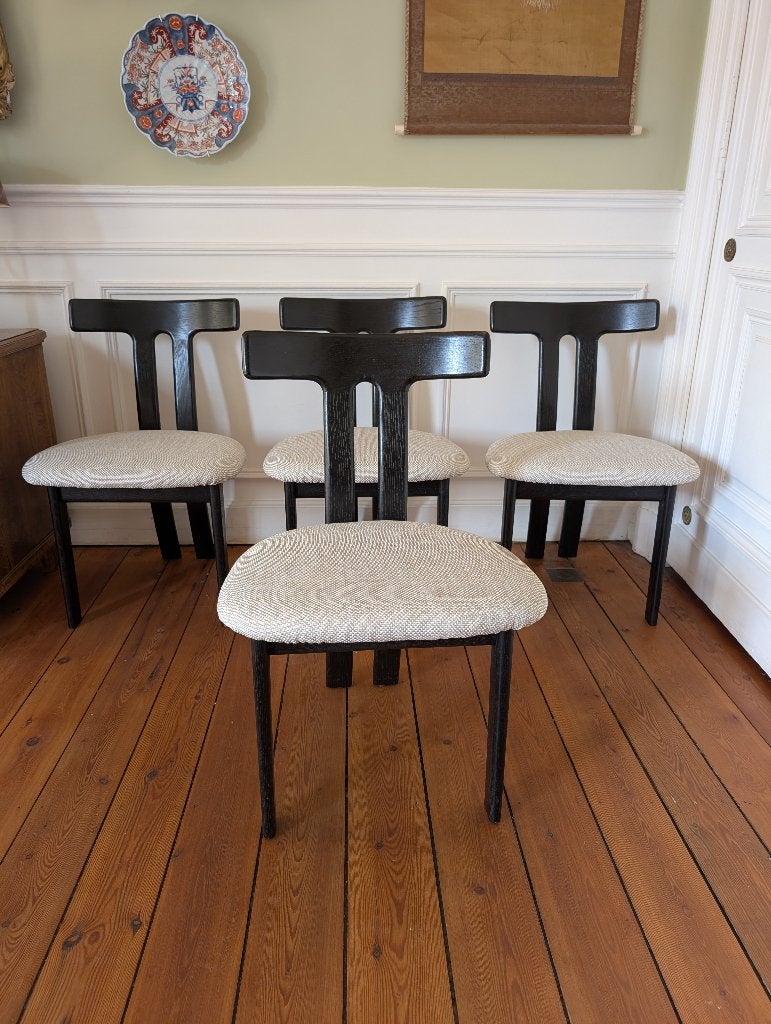 4 Mid-century stoelen, Huis en Inrichting, Gebruikt, Zwart, Ophalen of Verzenden, Vier