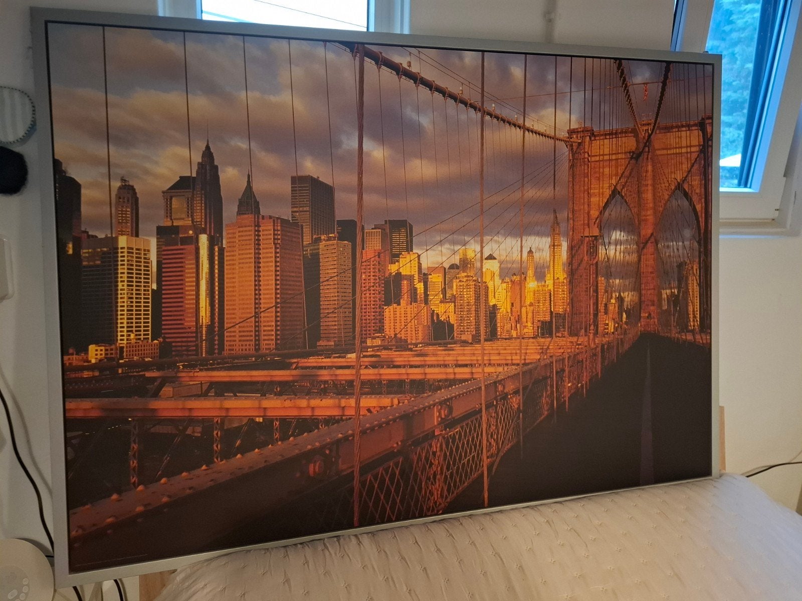 Grote canvas print Brooklyn Bridge New York skyline, Ophalen, 100 tot 125 cm, 75 – 100, Print