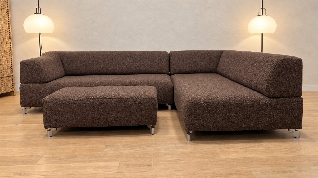 NIEUW Leolux Faya Lobi Hoekbank + Hocker Ploegwol + GARANTIE, Hoekbank, Www.designplaats.nl, B&B Italia, Vierpersoons of meer