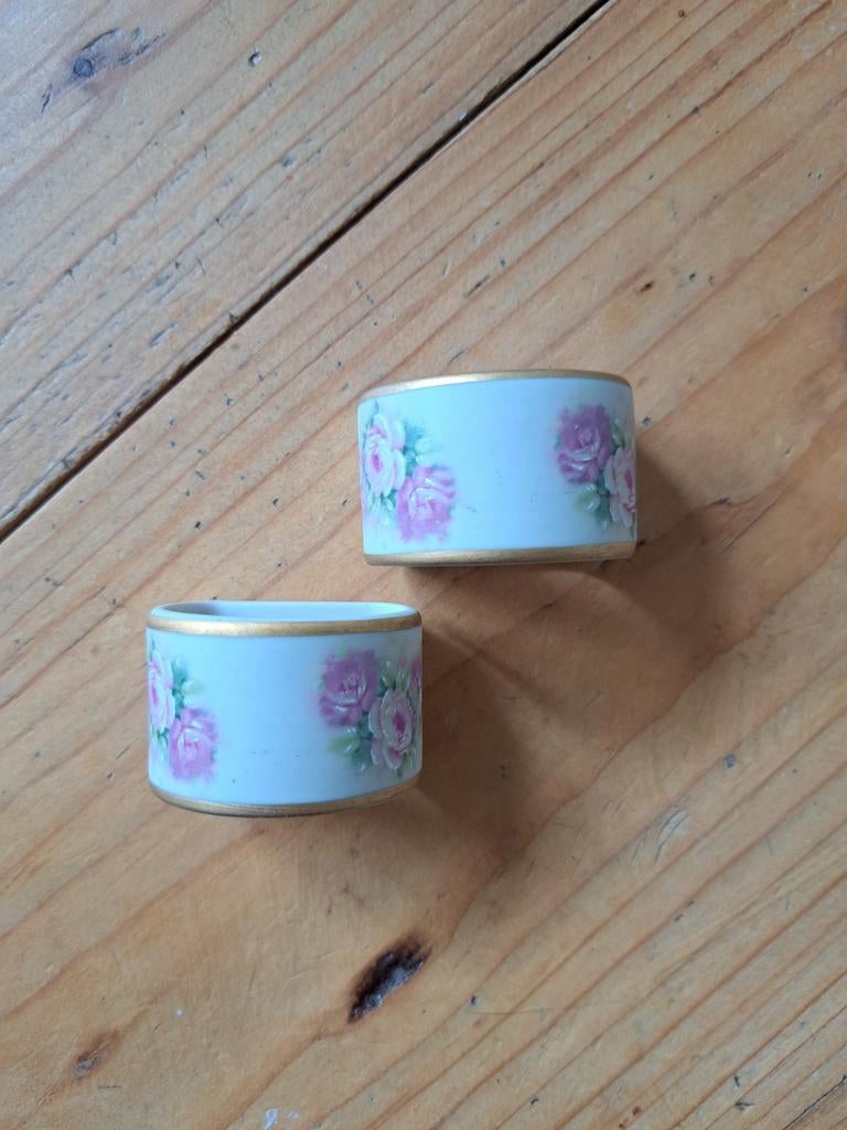 Antieke Vintage Servetringen met Rozenmotief, Ophalen of Verzenden