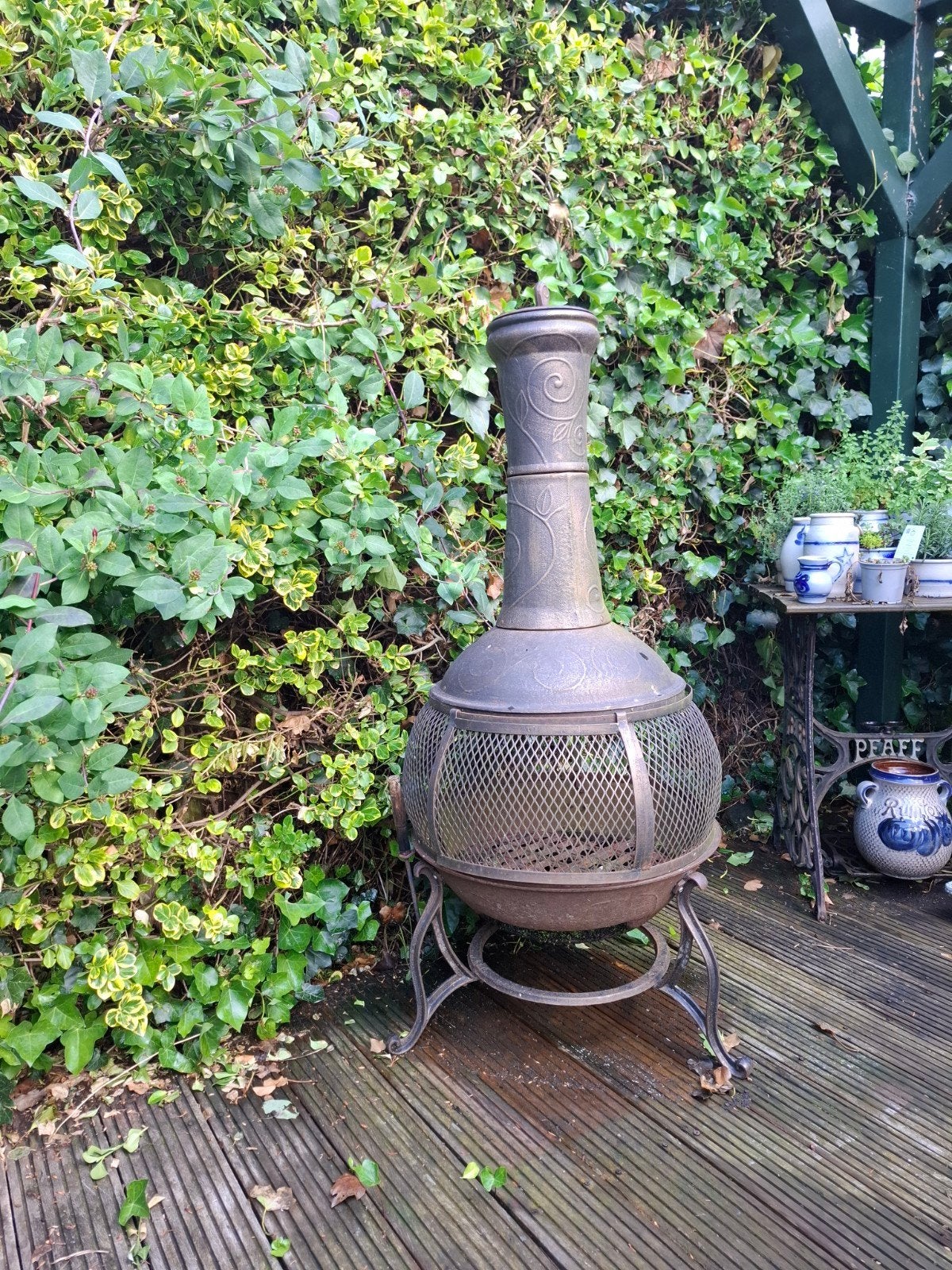Gietijzeren tuinhaard/terraskachel, Tuin en Terras, Ophalen, Gebruikt