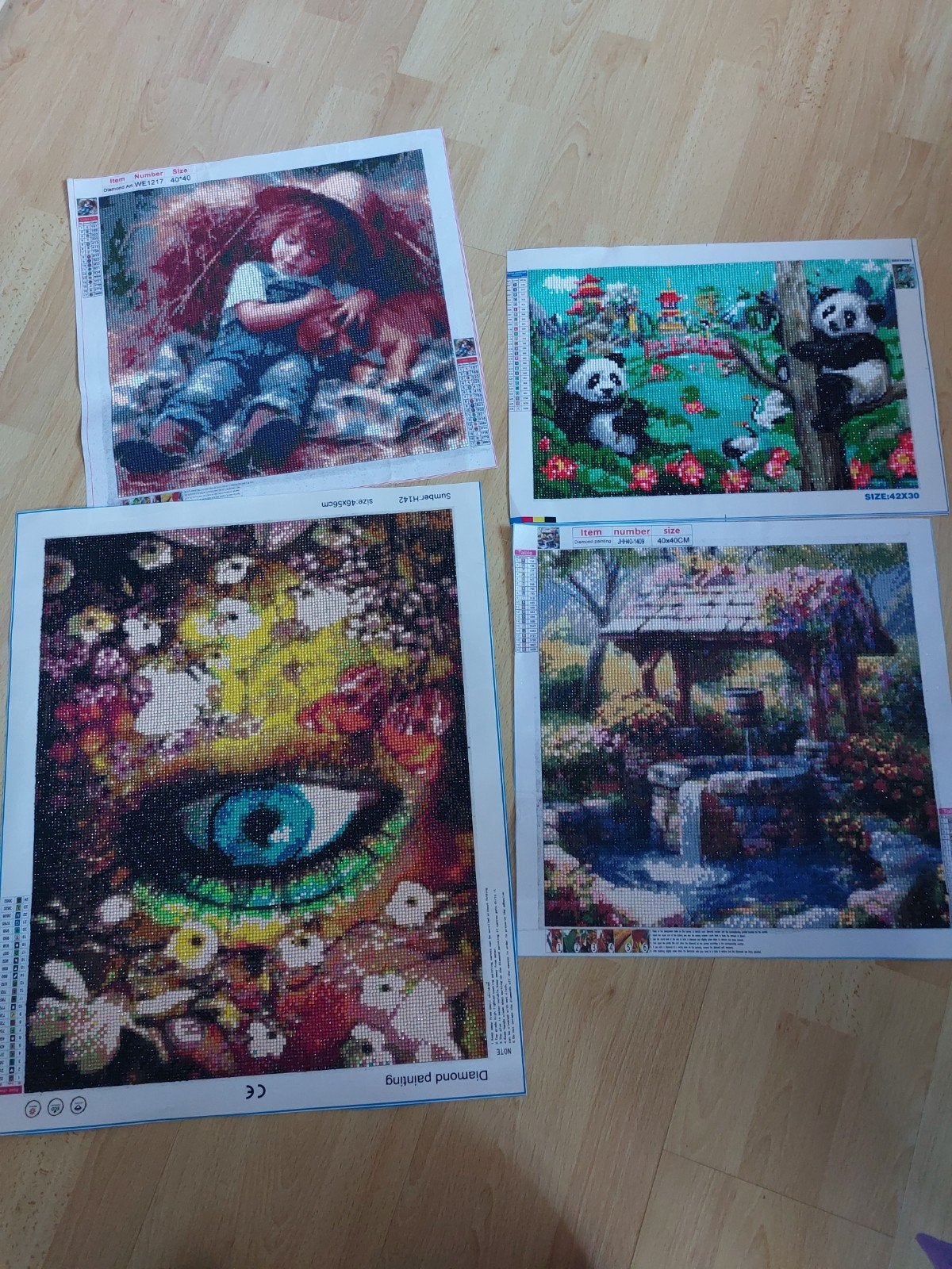 Zelfgemaakte Diamond Paintings, sommige ingelijst, Ophalen of Verzenden