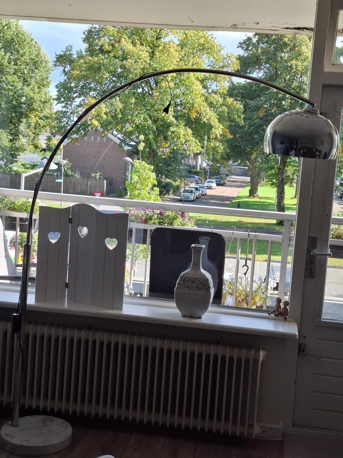 Retro booglamp met zware marmeren voet, Ophalen, Gebruikt, E27 (groot), 150 tot 200 cm