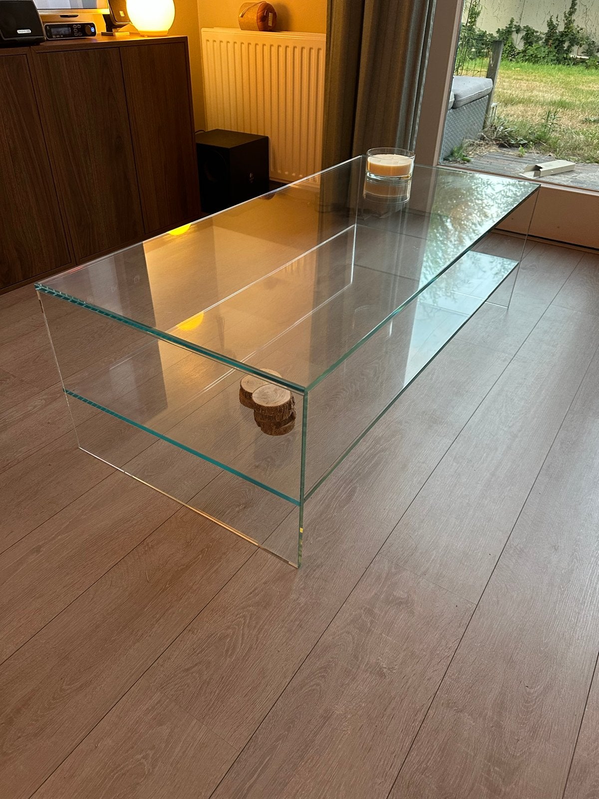 Zware glazen salontafel (130x60), Ophalen, 100 tot 150 cm, 50 tot 100 cm, Modern