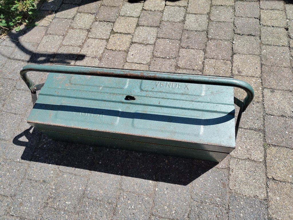 Vintage Vendex gereedschapskist groen metaal, Ophalen, Gebruikt