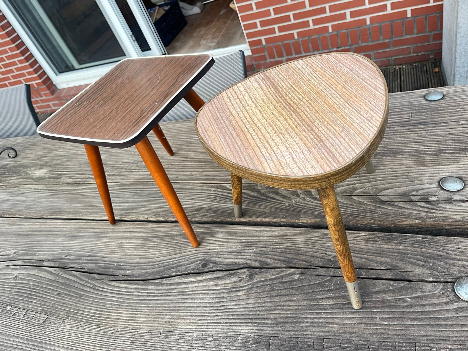 Set van 2 vintage plantenkrukjes, Ophalen of Verzenden, Gebruikt, Hout