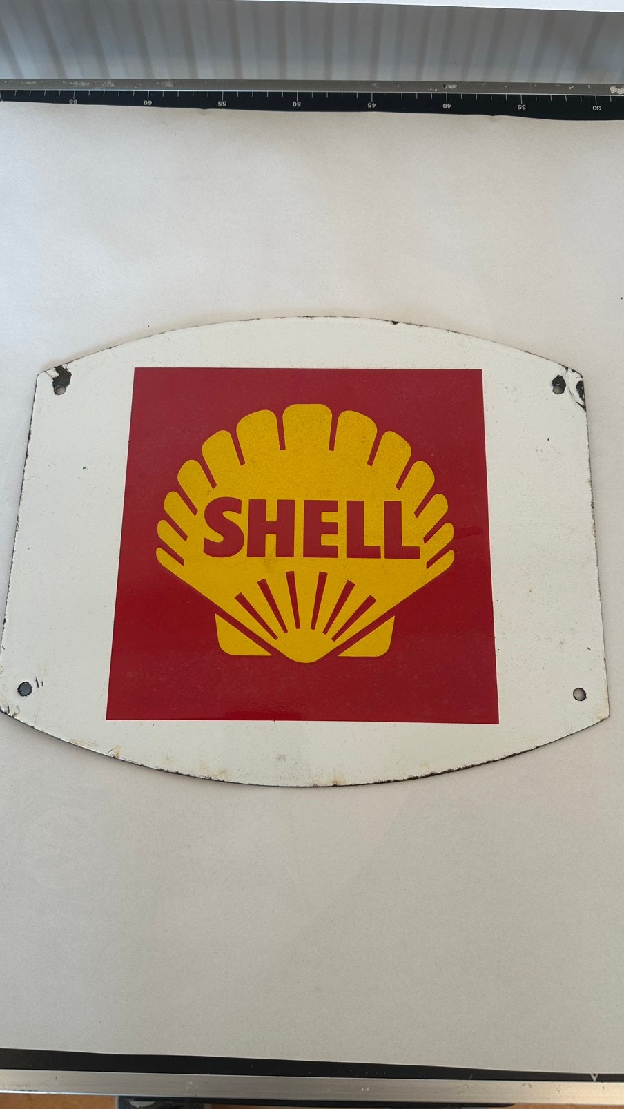 Origineel Vintage Emaille Shell Reclamebord, Reclamebord, Shell straat, .com, Ophalen of Verzenden