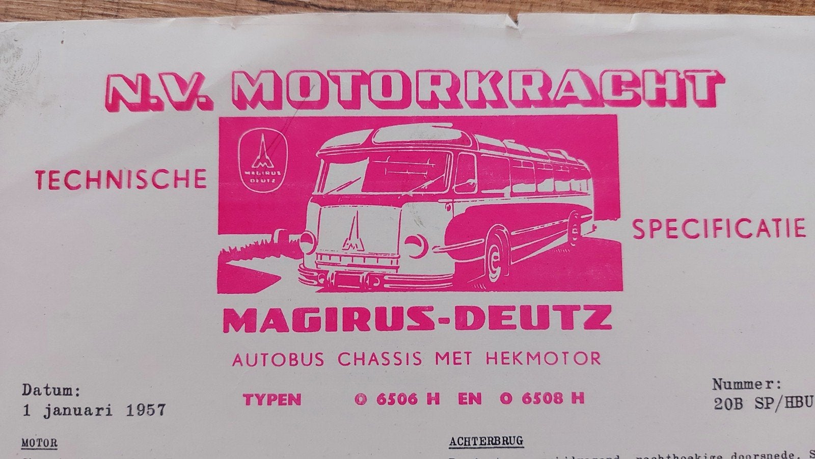 1957 Magirus Deutz bus / coach specificaties folder sheets, Ophalen of Verzenden, Zo goed als nieuw, Overige merken