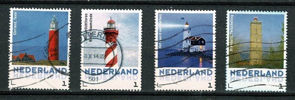 Nederland : persoonlijke postzegels - Vuurtorens 4x, Verzenden, Na 1940, Gestempeld