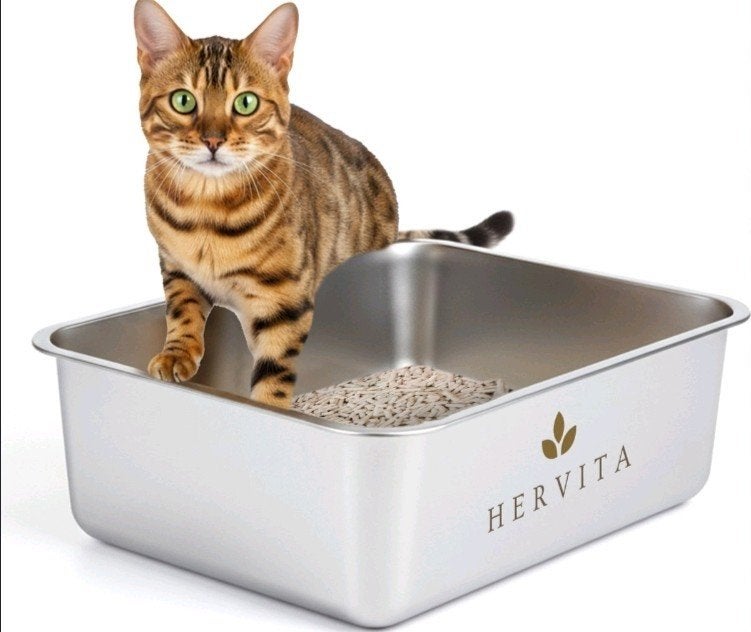 Hervita RVS kattenbak - Hoogwaardige kwaliteit - Massief RVS, Dieren en Toebehoren, Kattenbakken, Ophalen of Verzenden, Zo goed als nieuw