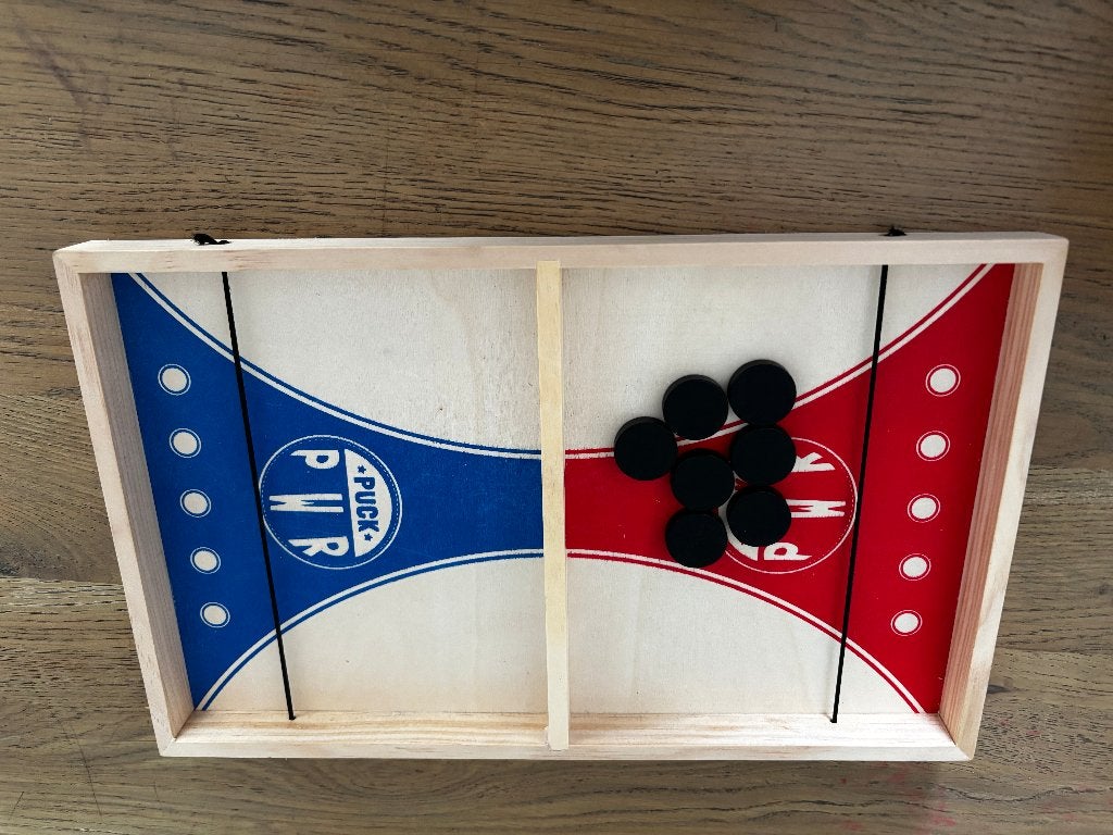 Puck Power Schietspel - Snel en Compact Bordspel (advr 209), Een of twee spelers, Ophalen of Verzenden, Zo goed als nieuw