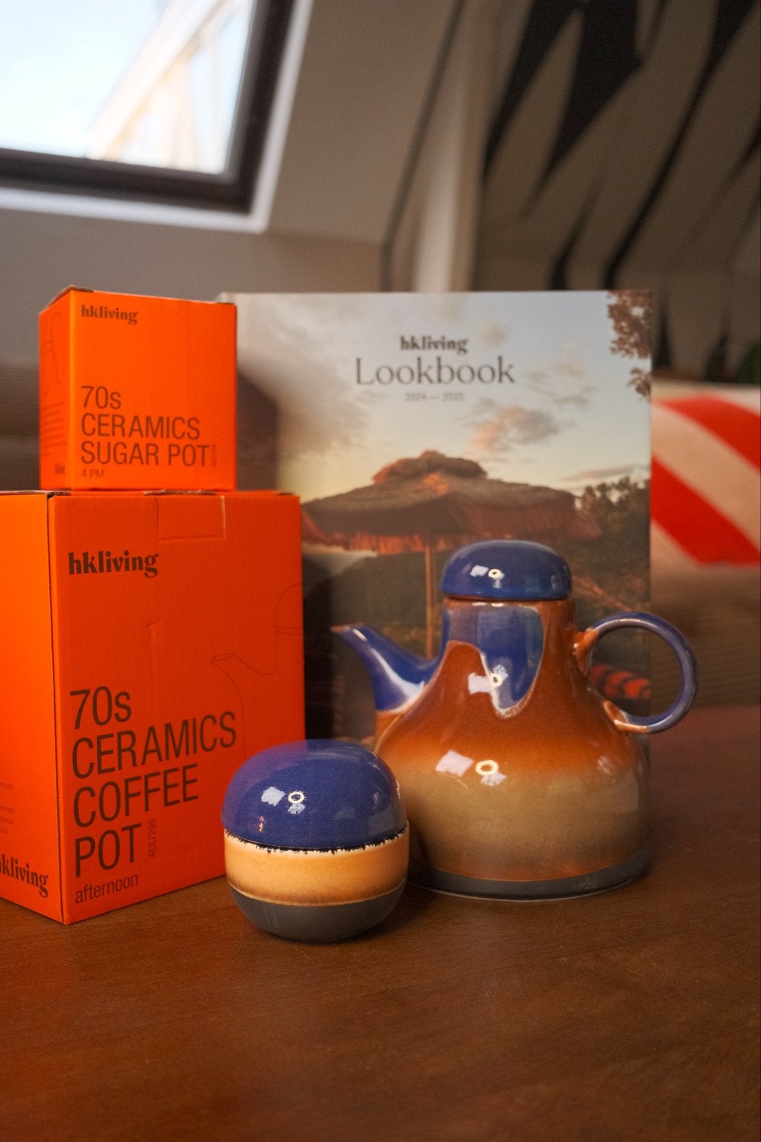 HKliving 70s Ceramics koffiepot en suikerpotje NIEUW, Theepot/fluitketel, Nieuw, Ophalen of Verzenden, Steen/keramiek