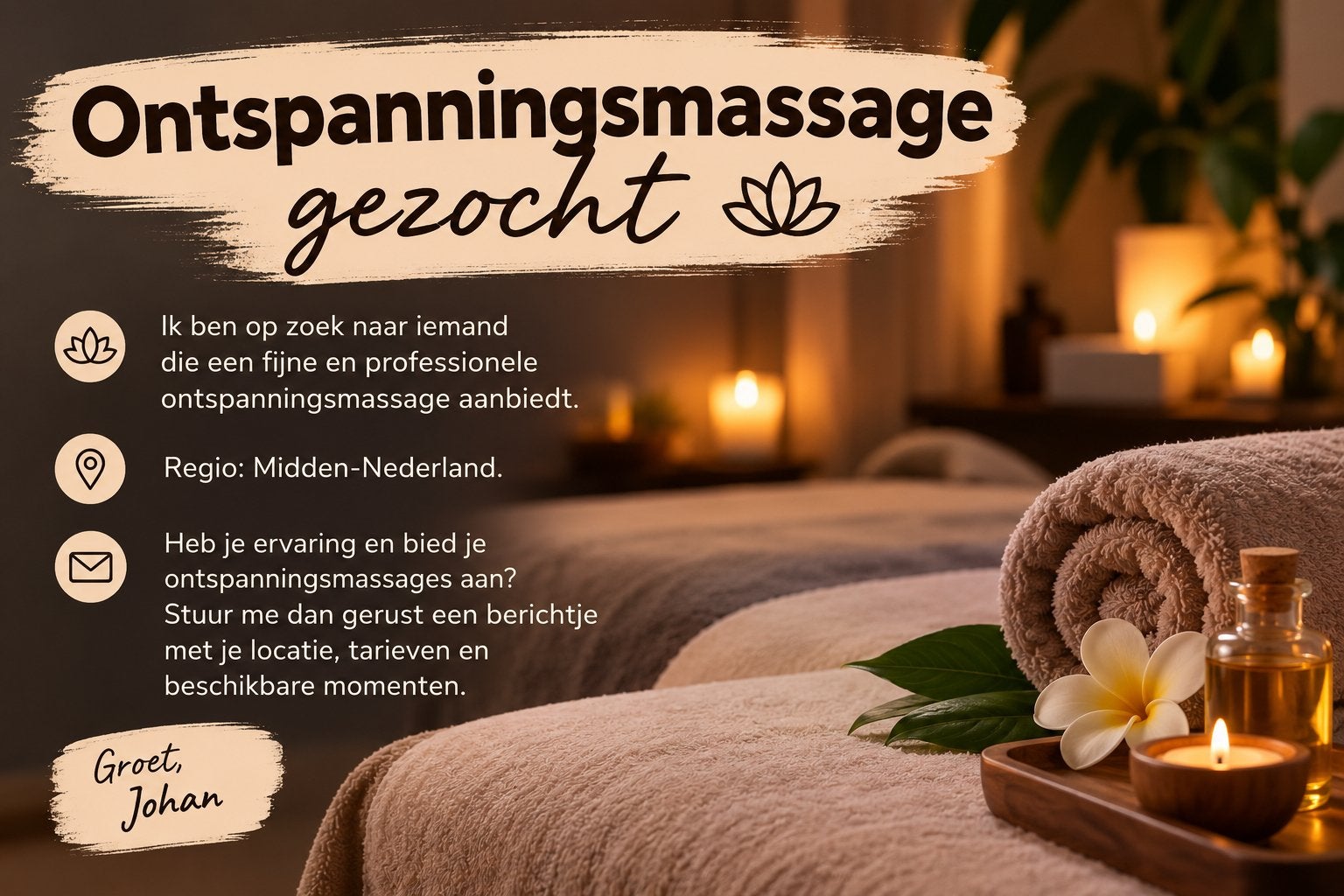 Ontspanningsmassage gezocht (zsm), Ontspanningsmassage