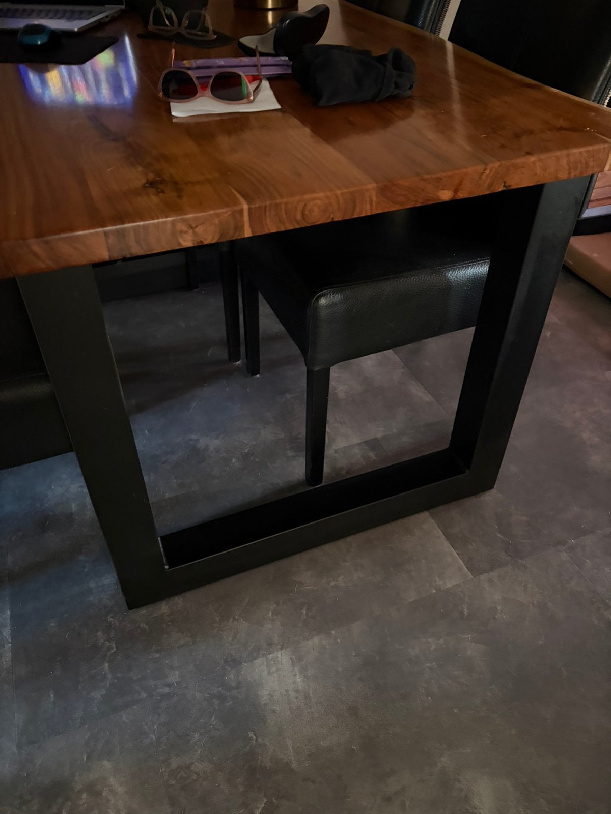 Stalen u poten eettafel, Huis en Inrichting, Ophalen, 200 cm of meer, 50 tot 100 cm, Zo goed als nieuw