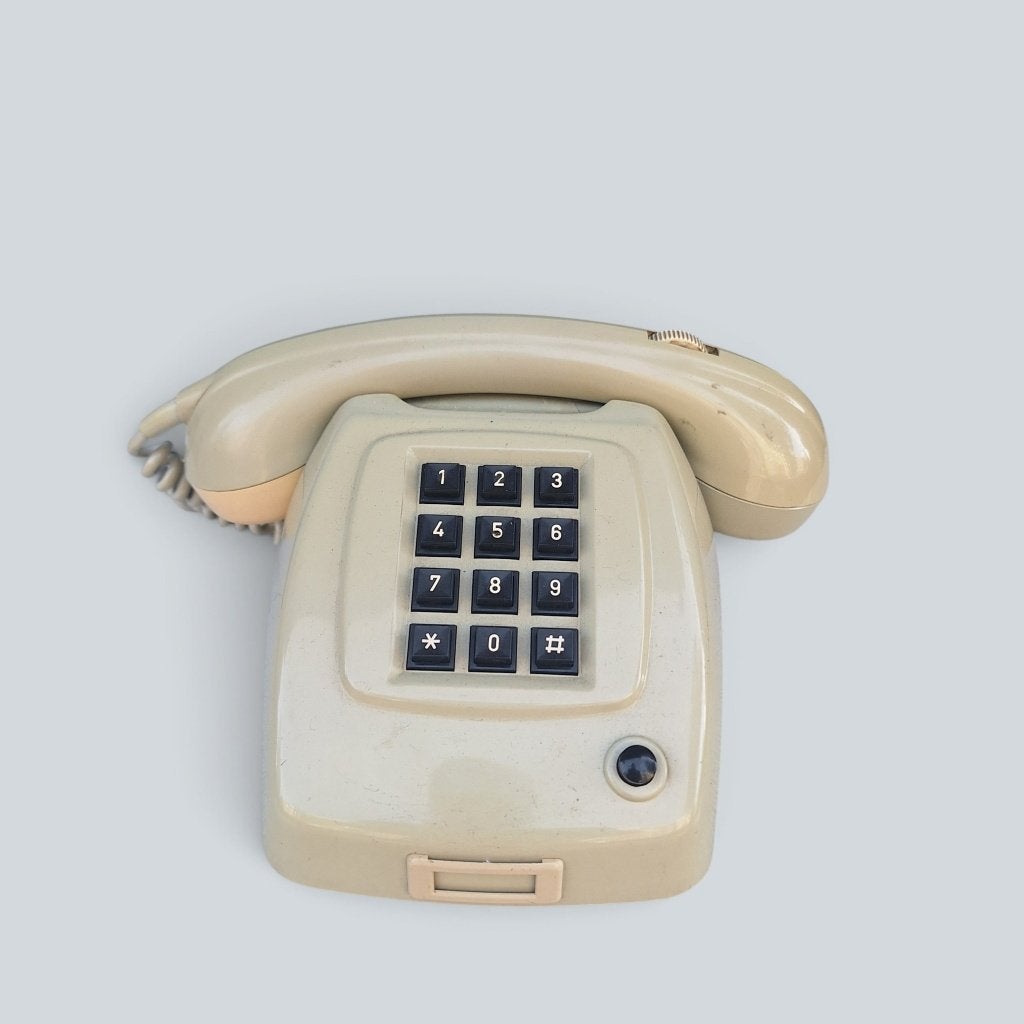 Vintage Telefoon met Druktoetsen - Crème Kleur, Telecommunicatie, Gebruikt, Onbekend, Ophalen of Verzenden, Onbekend
