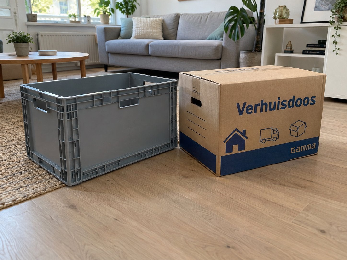 Gezocht: verhuisdozen of stapelkratten 60x40x40cm, Ophalen of Verzenden, Minder dan 40 cm, Doos, 35 tot 50 cm