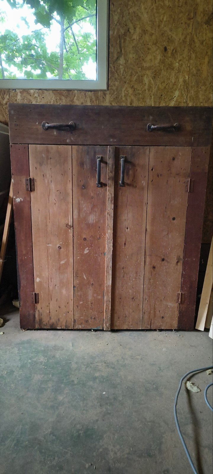 Vintage houten kast met lade en deuren, Huis en Inrichting, Kasten | Overige, Ophalen, Gebruikt