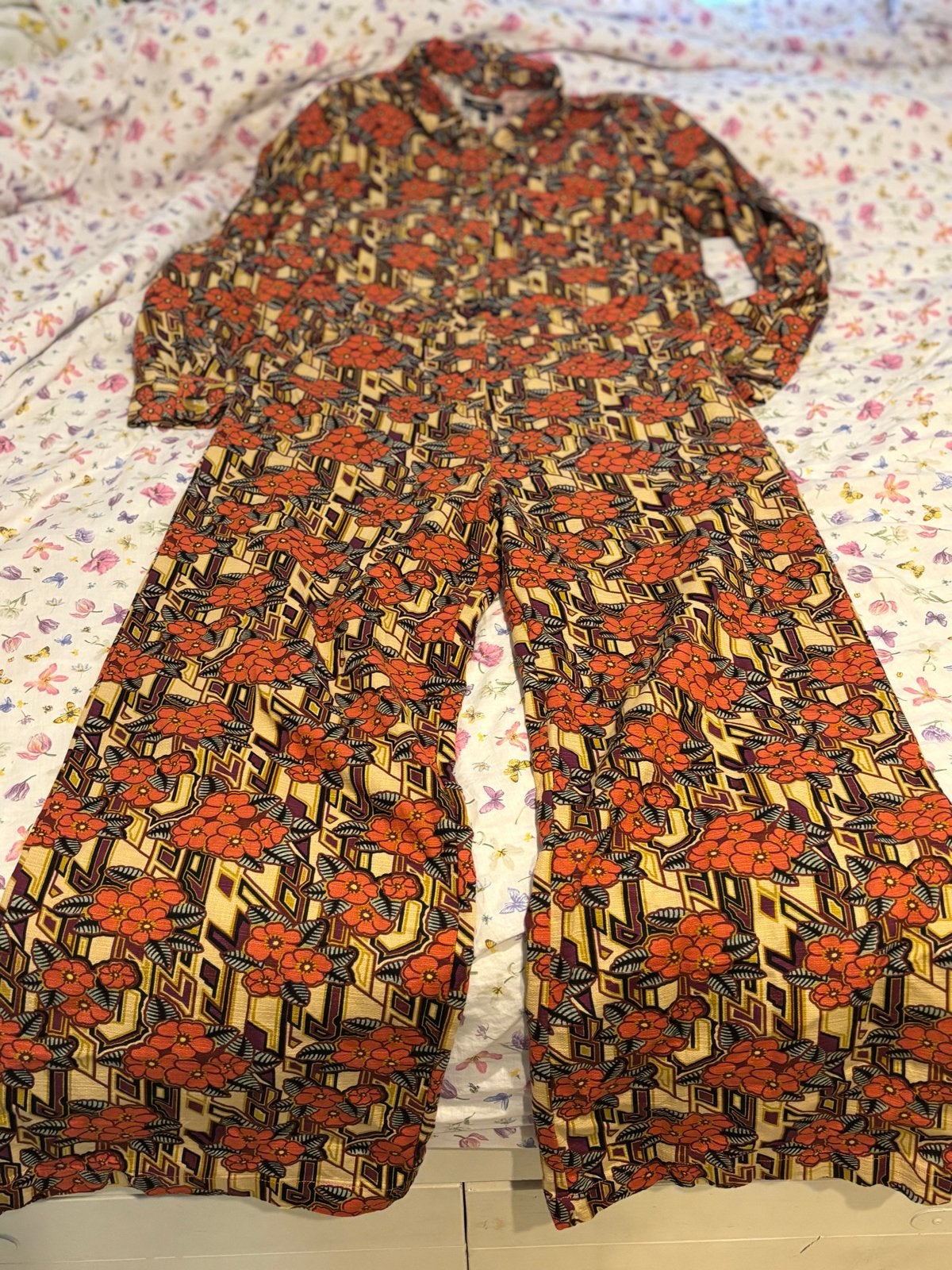 King Louie Bloes en Broek Set - Nieuw, Kleding | Dames, Ophalen of Verzenden, Nieuw, Maat 38/40 (M), Oranje