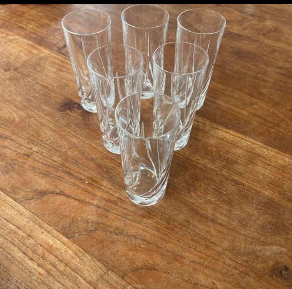 Wedgwood toscane 6 kristallen longdrink glazen, Huis en Inrichting, Ophalen of Verzenden, Zo goed als nieuw, Glas, Glas of Glazen