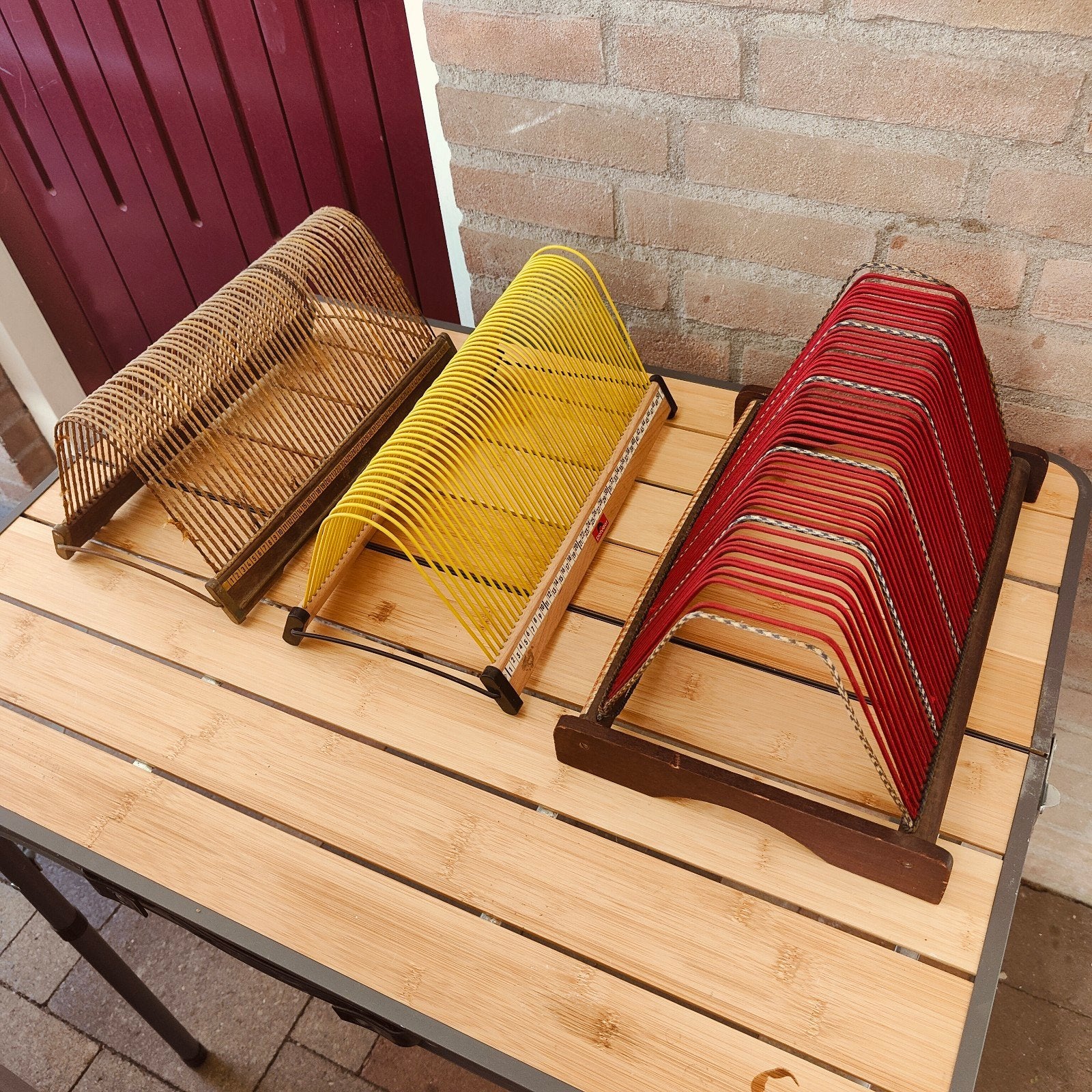 Vintage stijl houten houders voor singles/LP's (3 stuks), Ophalen of Verzenden, Gebruikt, Platenspeler, Overige merken