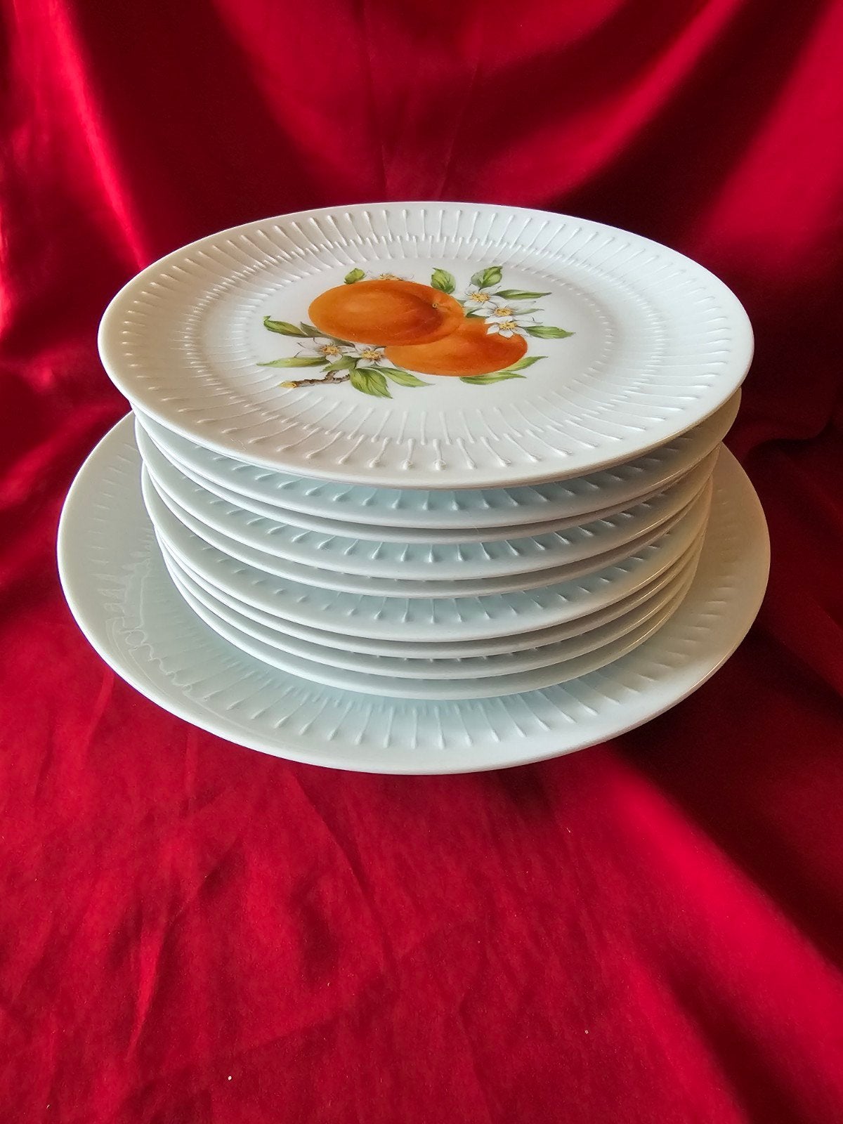 Mooie set van 10 vintage borden met fruitdecoratie, Ophalen of Verzenden