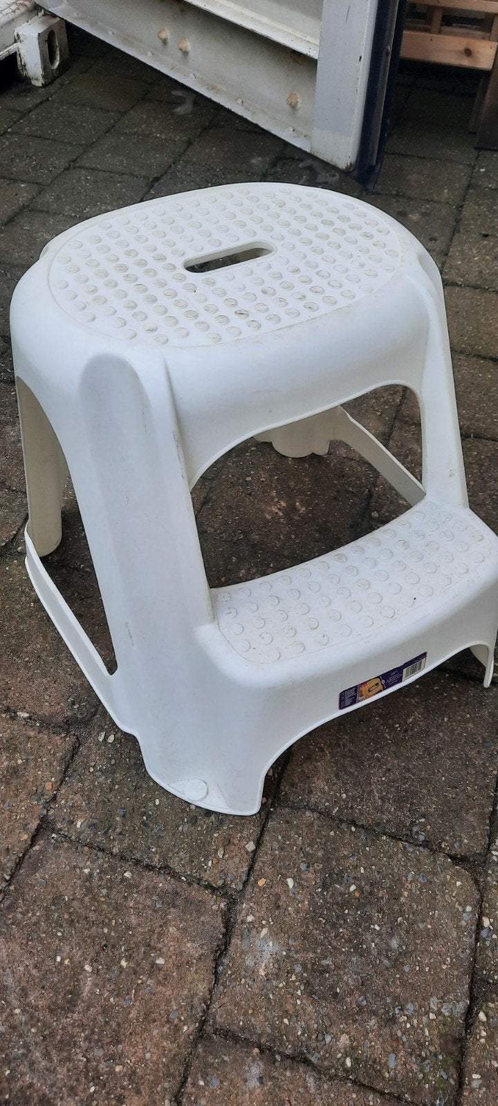 Witte kunststof opstapje/krukje - 2 treden, Ophalen, Gebruikt, Kunststof